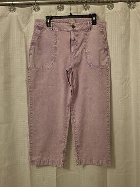 LOGO by Lori Goldstein Pastel Lavender Cropped Utility Capris